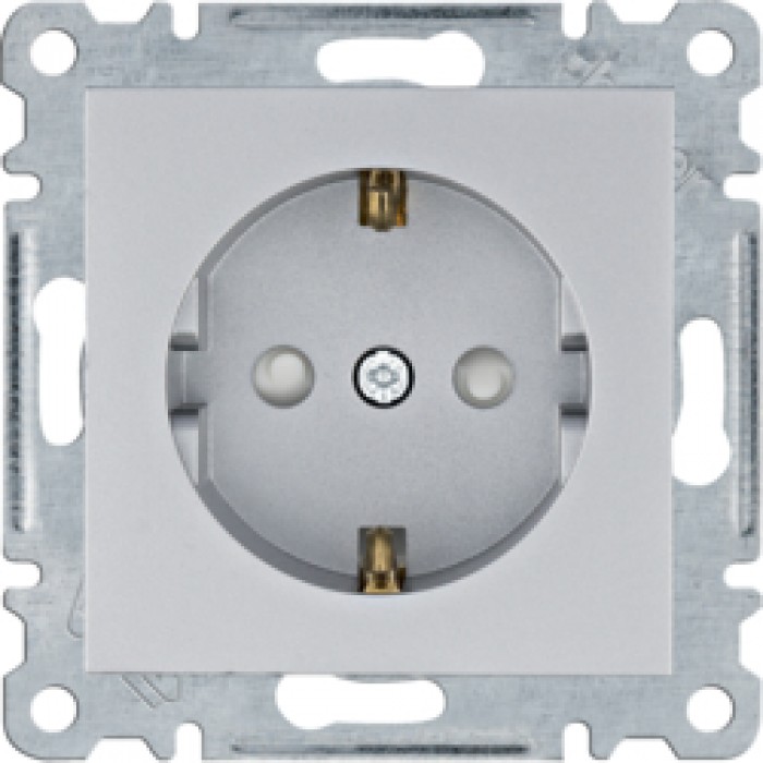 Розетка з з/к з захистом контактів Lumina, срібна, 16А/230В