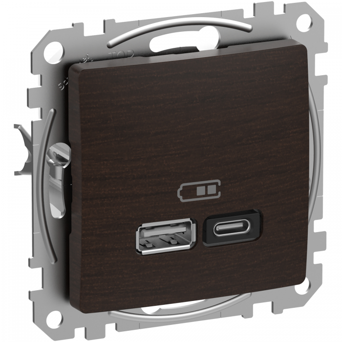 USB роз A+C 3A 45Вт Венге Sedna Elements, Венге, Sedna Design & Elements