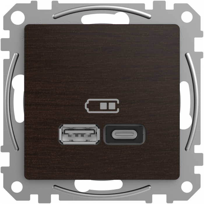 USB роз A+C 3A 45Вт Венге Sedna Elements, Венге, Sedna Design & Elements