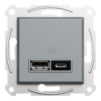 USB розетка тип А+С 2,4 А сталь Asfora, Asfora
