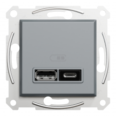 USB розетка тип А+С 2,4 А сталь Asfora, Asfora