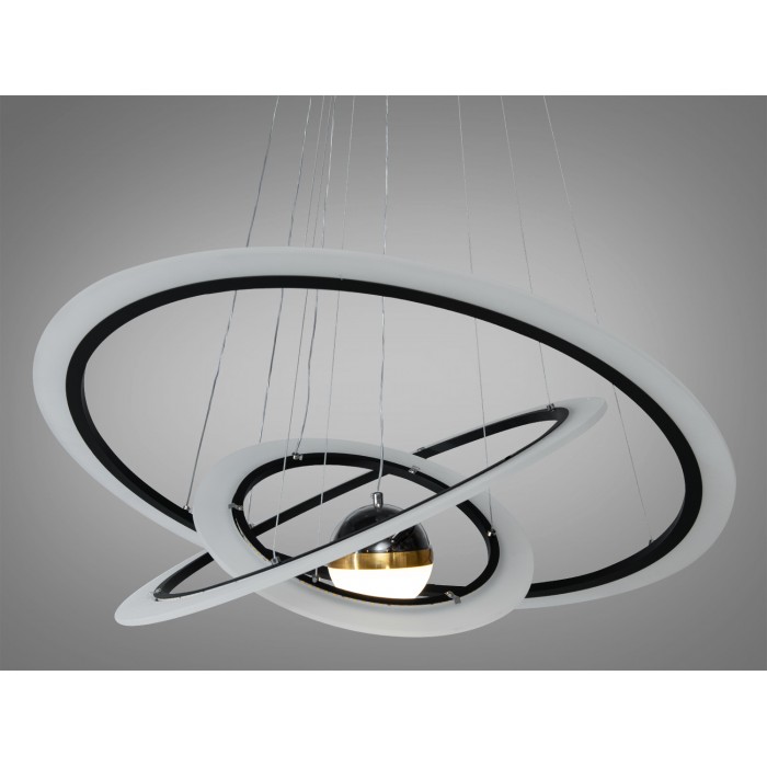 Світлодіодна люстра з додатковим підсвічуванням,140 Вт, чорна