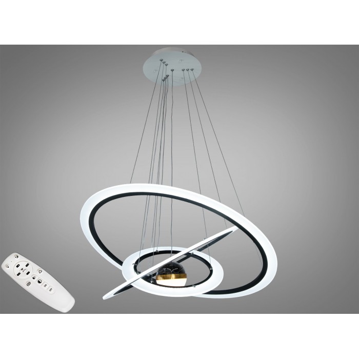 Світлодіодна люстра з додатковим підсвічуванням,140 Вт, чорна