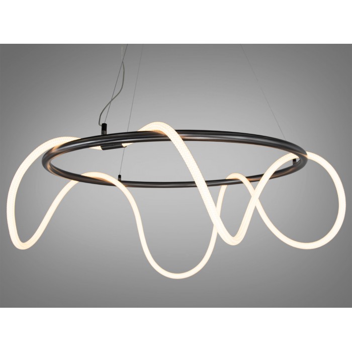 Мінімалістична світлодіодна люстра підвіс шланг, 48W, чорний хром