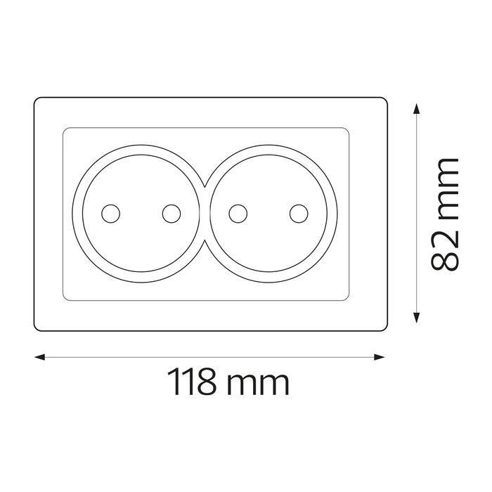 Розетка подвійна без заземлення біла TINA