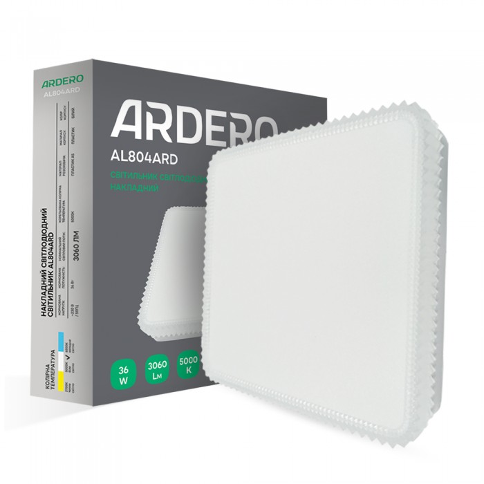 Світлодіодний накладний світильник Ardero AL804ARD 36Вт 5000K білий Світлодіодний накладний світильник Ardero AL804ARD 36Вт 5000K білий