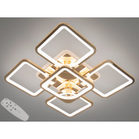 Золота пристельова світлодіодна люстра з пультом, діммером, 150Вт