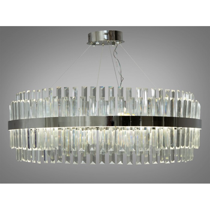 Нова кришталева світлодіодна люстра в залу потужністю 190 Вт, хром