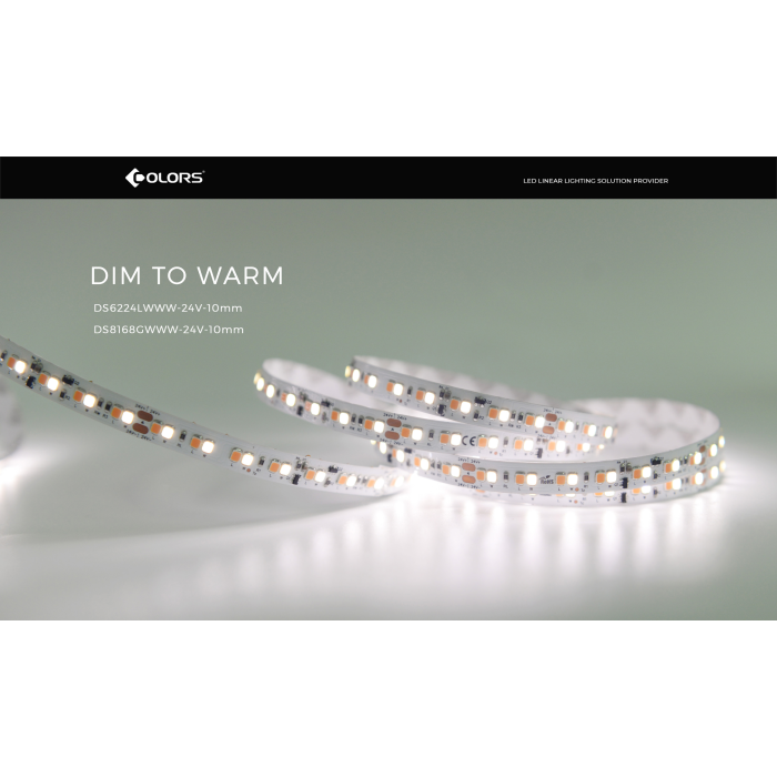 LED стрічка COLORS 168-2835-24V-IP33 9.61W 1900K + 3000K 5м (DS8168GWWW-24V-10mm)