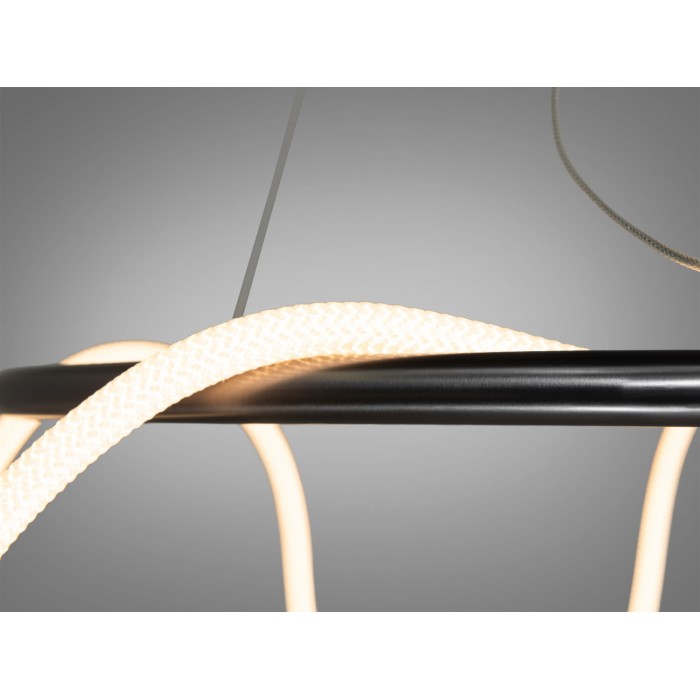 Мінімалістична світлодіодна люстра підвіс шланг, 48W, чорний хром