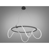 Мінімалістична світлодіодна люстра підвіс шланг, 48W, чорний хром