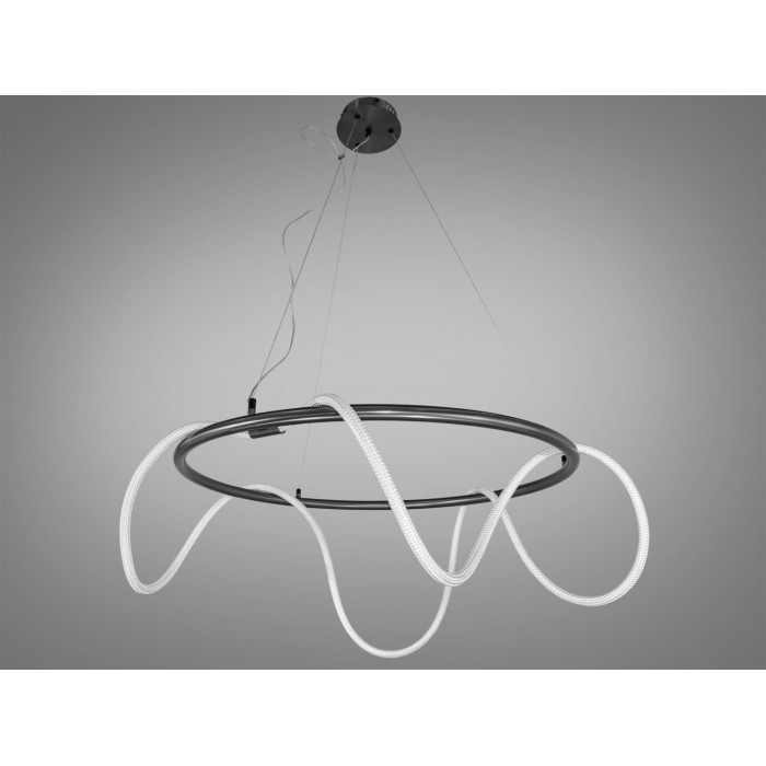 Мінімалістична світлодіодна люстра підвіс шланг, 48W, чорний хром