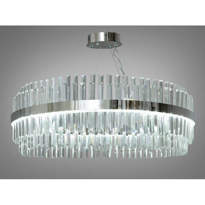 Нова кришталева світлодіодна люстра в залу потужністю 190 Вт, хром