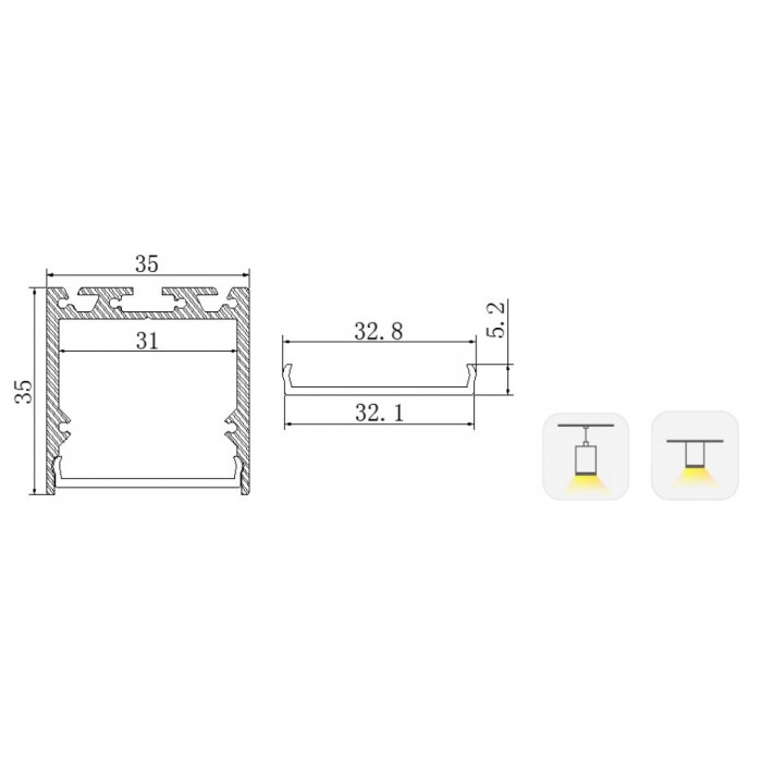 LED-профиль подвесной/накладной LS3535 (2,5 метра)