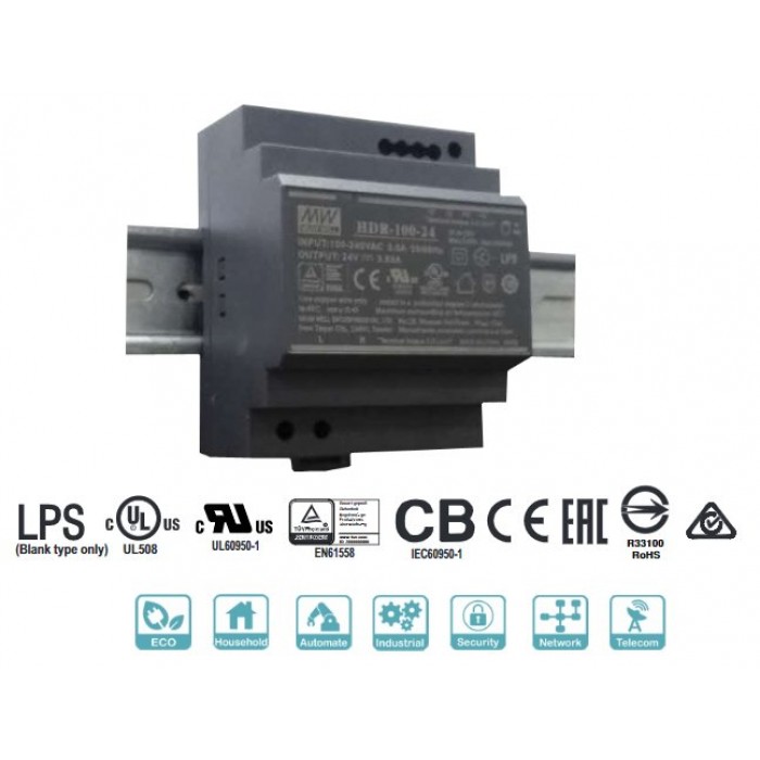 Блок живлення Mean Well на DIN-рейку 100.8W DC24V (HDR-100-24N)