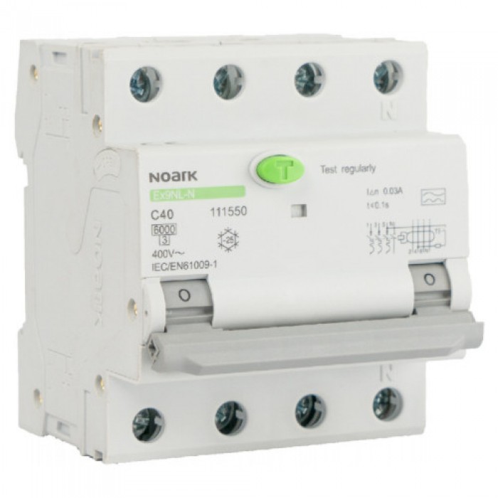 Дифавтомат, Icn=6kA, 3+N поюси, хар-ка B, In=25A, IΔn=30mA, тип AC