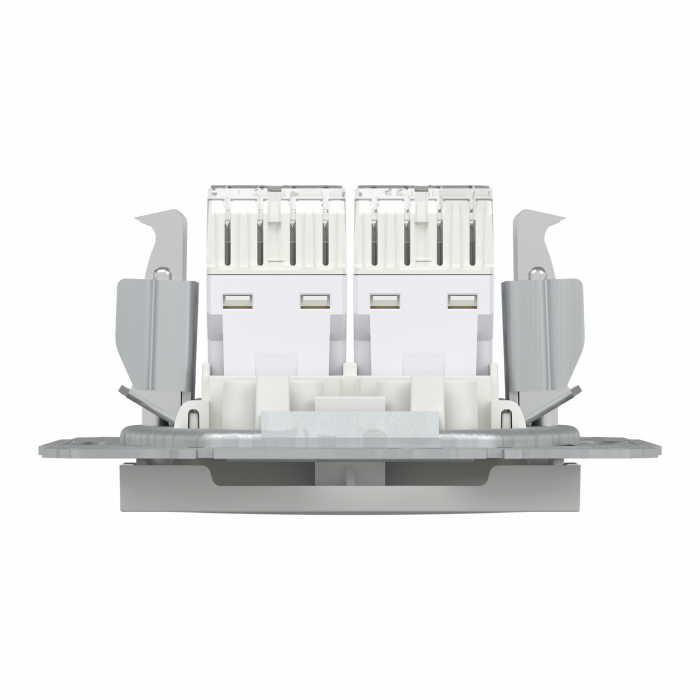 Розетка 2хRJ45 UTP 5E білий Asfora б/р, Asfora