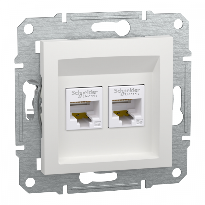 Розетка 2хRJ45 UTP 5E білий Asfora б/р, Asfora