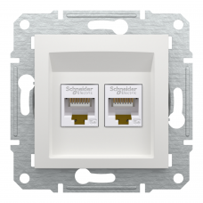Розетка 2хRJ45 UTP 5E білий Asfora б/р, Asfora
