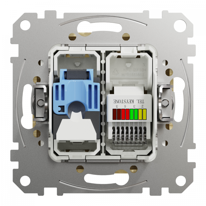 Розетка RJ45+RJ11 6UTP, береза, Береза, Sedna Design & Elements