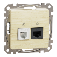 Розетка RJ45+RJ11 6UTP, береза, Береза, Sedna Design & Elements