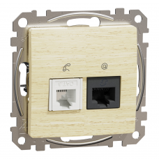 Розетка RJ45+RJ11 6UTP, береза, Береза, Sedna Design & Elements