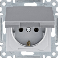 Розетка з з/к з кришкою Lumina, срібна, 16А/230В