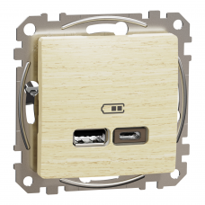 USB роз А+С 2,4 А Береза Sedna Elements, Береза, Sedna Design & Elements