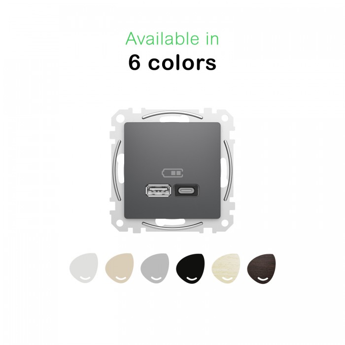 USB роз А+С 2,4 А Береза Sedna Elements, Береза, Sedna Design & Elements