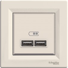 USB розетка 2,1A алюм. Asfora, Asfora