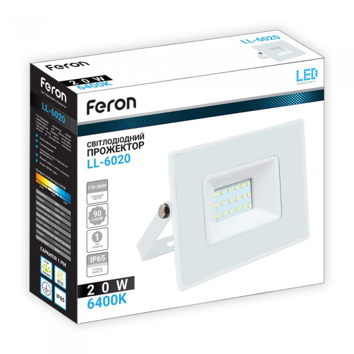 Світлодіодний прожектор Feron LL-6020 20Вт 6400K білий