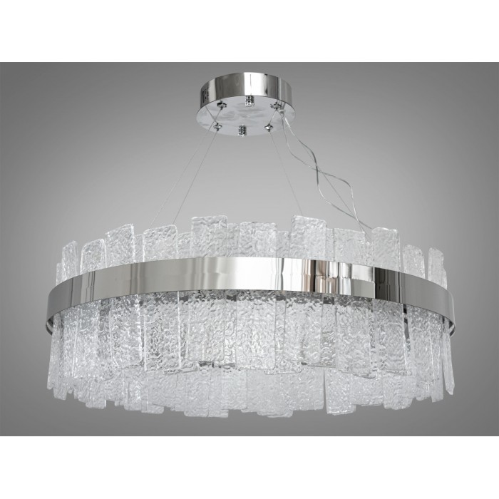 Кругла кришталева світлодіодна люстра в вітальню, срібна люстра, 140Вт