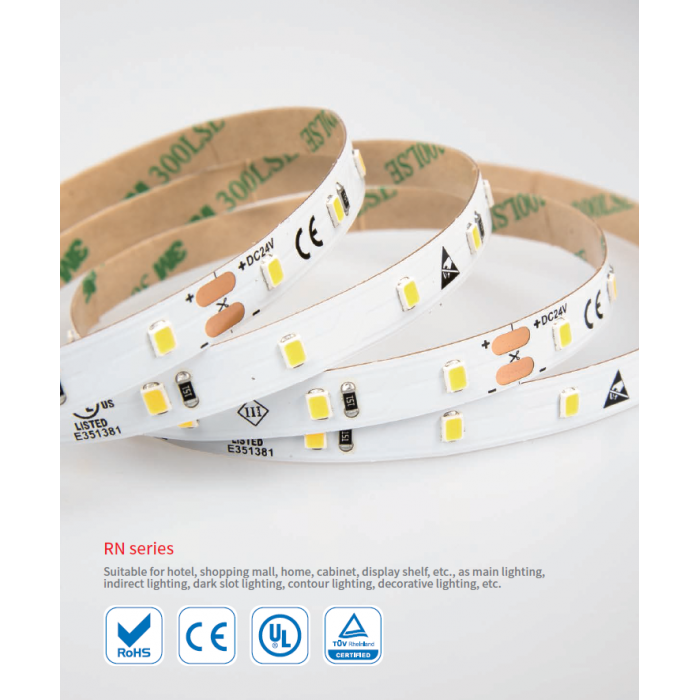 LED стрічка RISHANG 120-2835-24V-IP20 8,6W 818Lm 2700K 5м (RN08C0TC-B-SW)