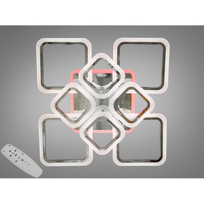 Сучасна LED люстра з підсвічуванням, димером, 115W, хром