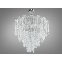 Люстра підвісна з скляними елементами на 10 ламп, колір хром