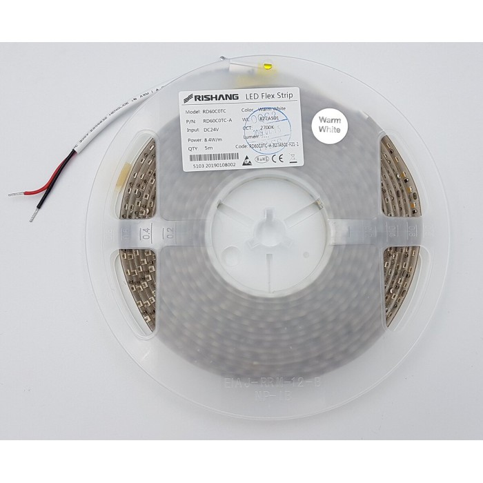 LED стрічка RISHANG 120-2835-24V-IP65 8.6W 630Lm 2700K 5м (RD60C0TC-B-SW)