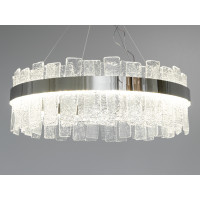 Кругла кришталева світлодіодна люстра в вітальню, срібна люстра, 140Вт