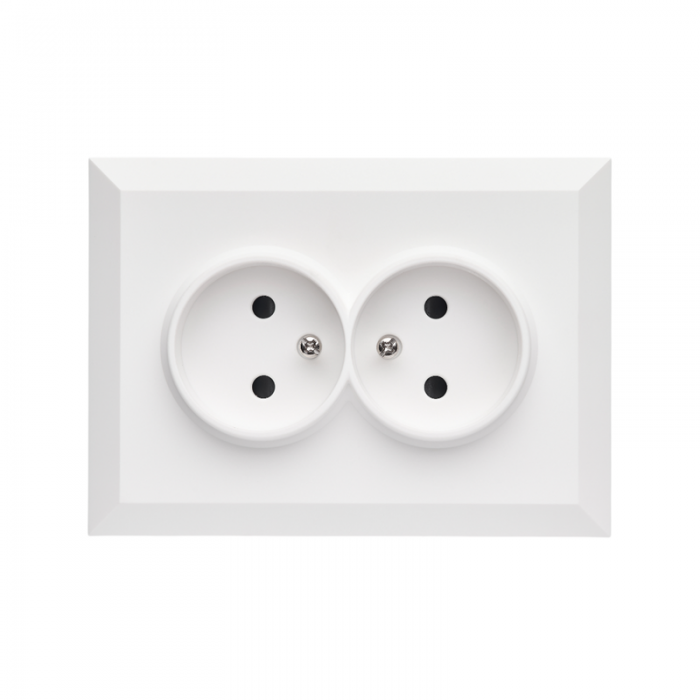 Фронтальна панель розетки подвійної без заземлення Arcuate, матовий білий