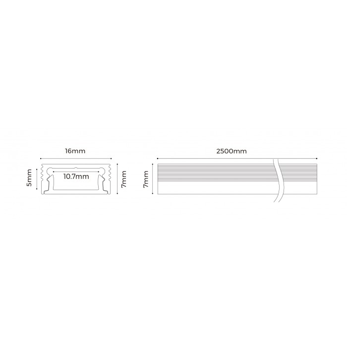 LED-профіль накладний, 2,5 метра (BS1607)