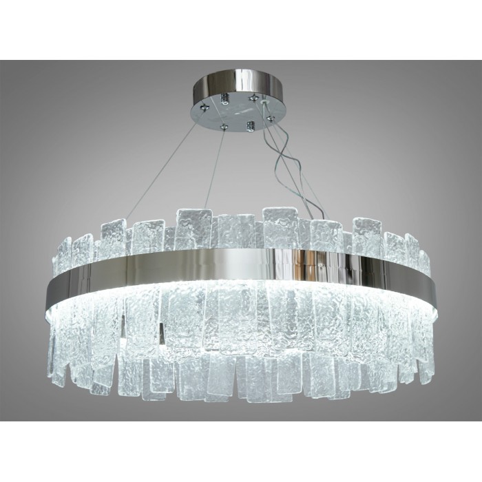 Кругла кришталева світлодіодна люстра в вітальню, срібна люстра, 140Вт