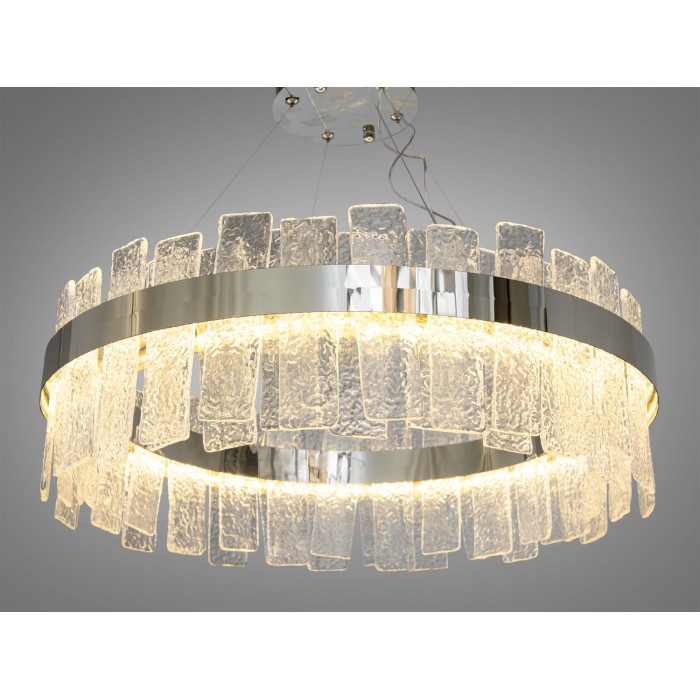 Кругла кришталева світлодіодна люстра в вітальню, срібна люстра, 140Вт