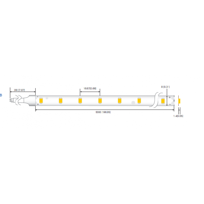 LED стрічка RISHANG 60-2835-24V-IP20 6W 510Lm 3000K 5м (RD0860TC-B-WW)