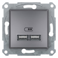 USB розетка 2,1A сталь Asfora, Asfora