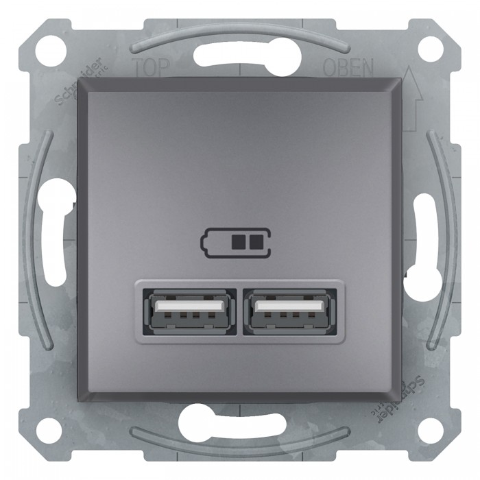 USB розетка 2,1A сталь Asfora, Asfora USB розетка 2,1A сталь Asfora, Asfora