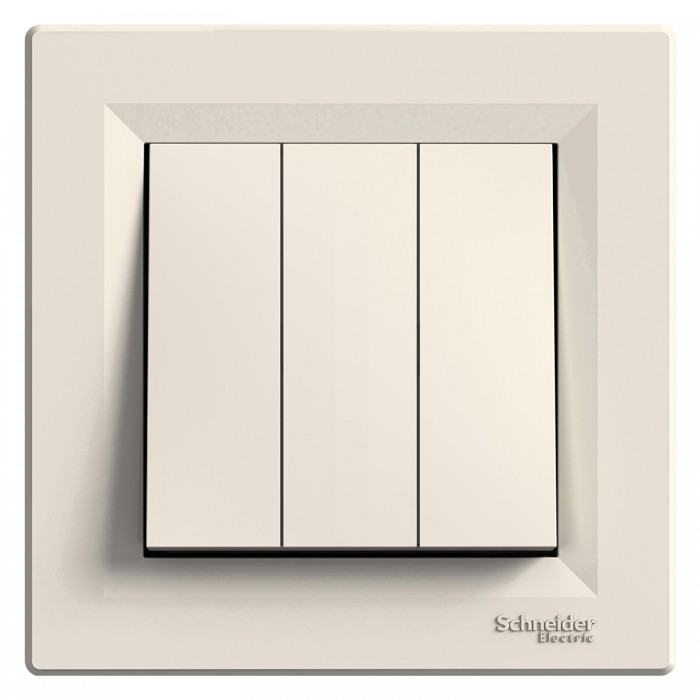 Вимикач 3-х клавішний кремовий Asfora, Asfora