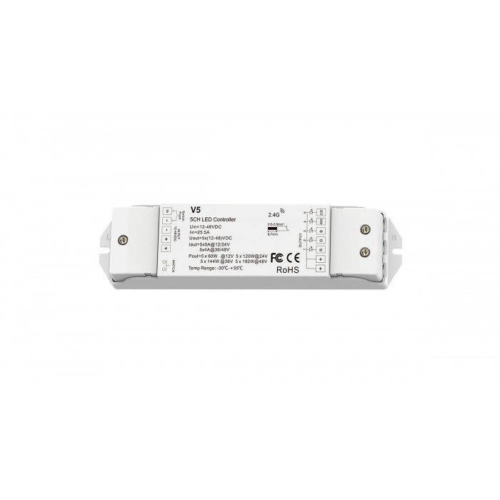 LED-контролер DEYA 12-48VDC, 5A*5CH, PUSH-DIM (V5)