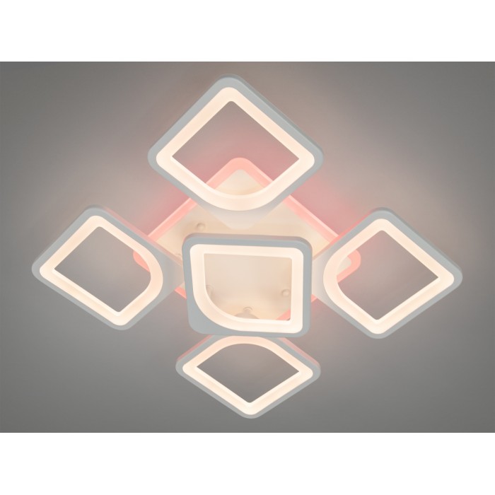 LED люстра на стелю з пультом, диммером, підсвічуванням, 85W, біла