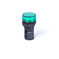 Індикатор, плоска лінза, зелена, 400V AC