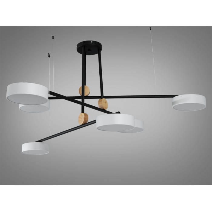 Сучасна світлодіодна люстра в дитячу, 72 Вт, чорний+білий