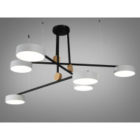 Сучасна світлодіодна люстра в дитячу, 72 Вт, чорний+білий